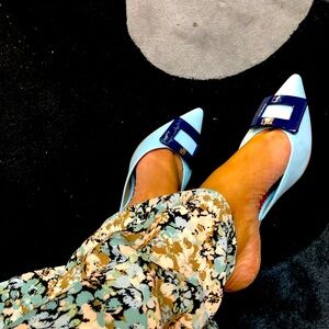 Carolina Herrera Suede Kitten Heel Open-back